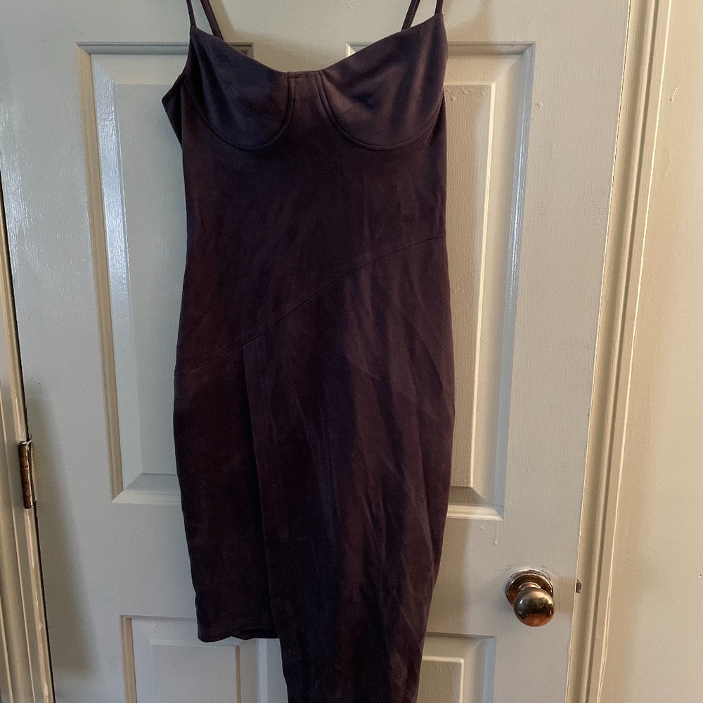 Suede body con dress